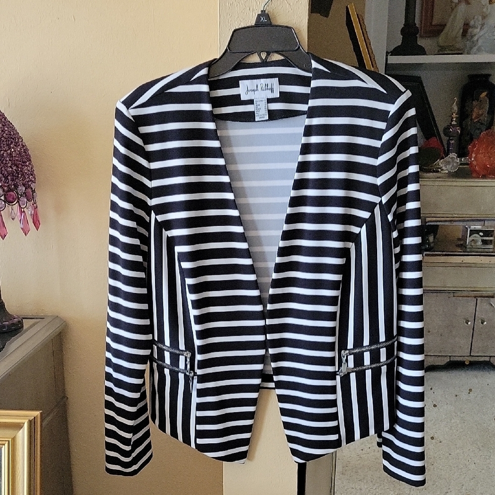 Joseph Ribkoff Women's Black and White Striped Jacket